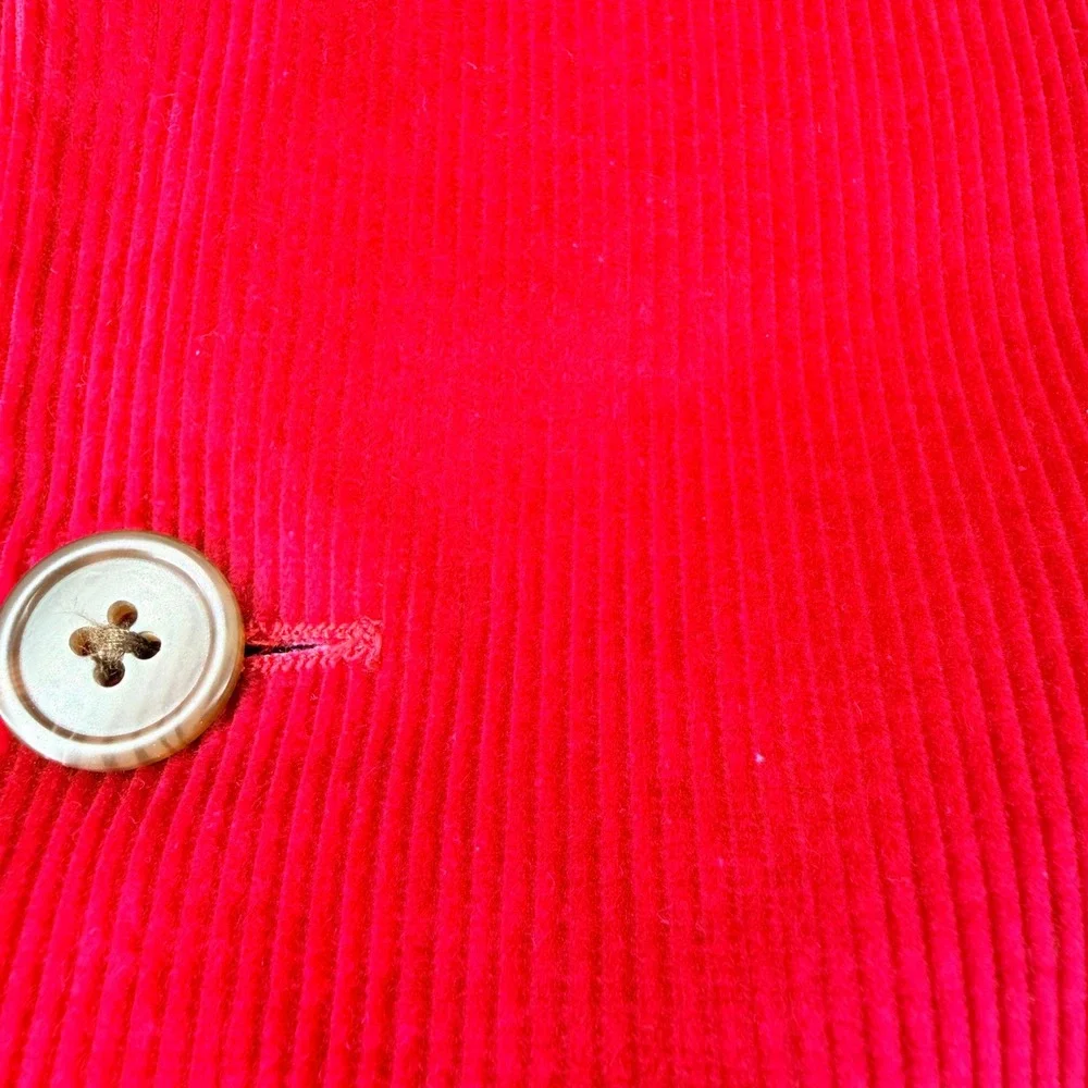 Saddlebred Mens 40R Red Corduroy Blazer Two Button Gingham Lined Sport Coat